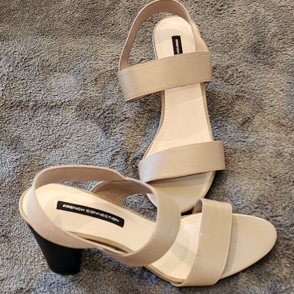 French Connection Block Heel Sandals – Nude / Taupe – Size 9 - Picture 1 of 7